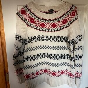 Talbots Petites Cream Fair Isle Pullover Sweater – Size MP